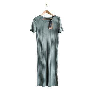 Vero Moda // Aurora Ribbed Midi Dress // Dark sage // Large // Brand NEW!